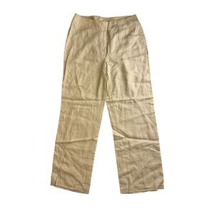 Worthington Cream/Tan 100% Linen Wide Leg High Rise Pants Cream - Size 10P